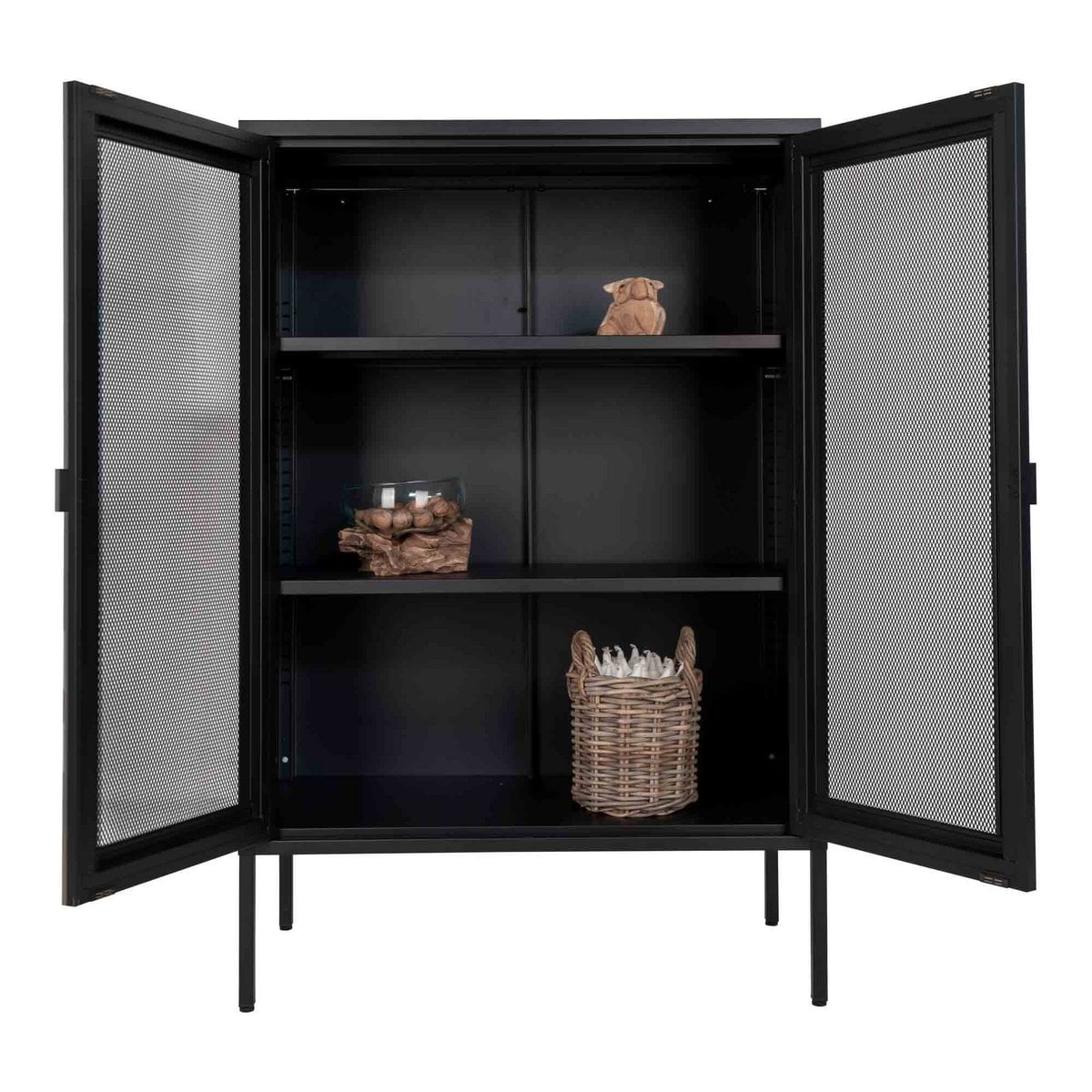 Black Steel Display Cabinet - Modern Industrial Style - 80x40x120 cm