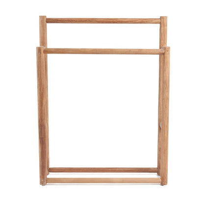 Rustic Teak Wood Towel Hanger – Handmade Sustainable Bathroom Rack
