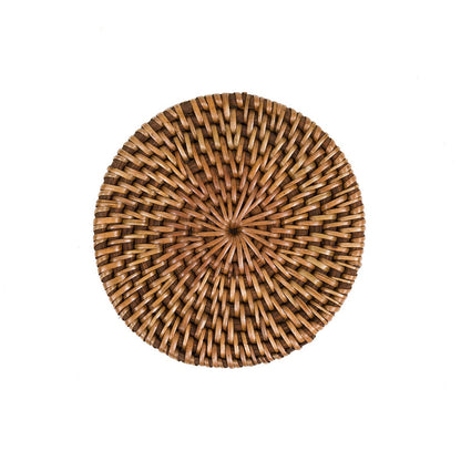Rattan Coaster - Natural Brown Handwoven Tropical Drink Coaster