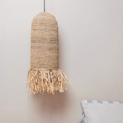 Raffia Pendant Lamp - Handwoven Lampshade for Tropical Decor