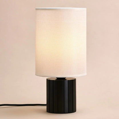 Black Table Lamp with Beige Shade – E27 Cozy Desk Light