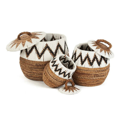 Banana Leaf Storage Basket - Natural White Woven Basket - Small