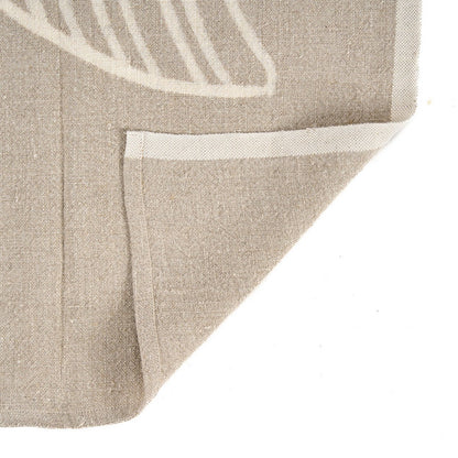 Linen Kitchen Towel - Natural White Fish Design - 50x70