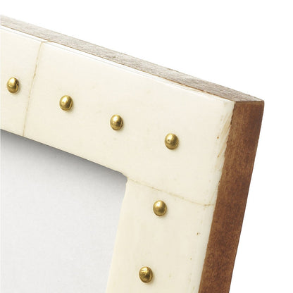 Buffalo Bone Photo Frame - Cream Boho Dot Frame - 10x15 cm