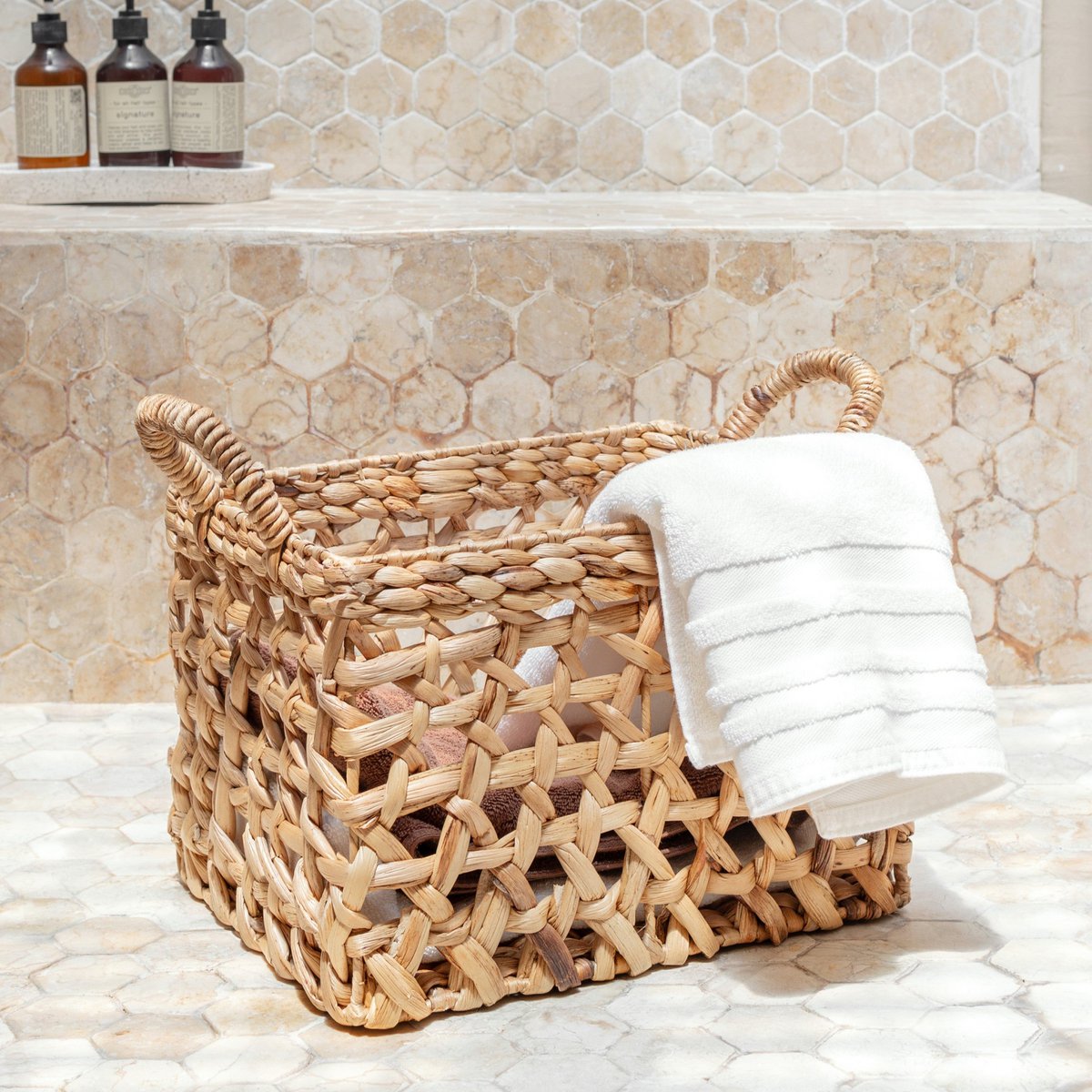 Water Hyacinth Shelf Basket – Hand Woven Rectangular Storage, 2 Sizes