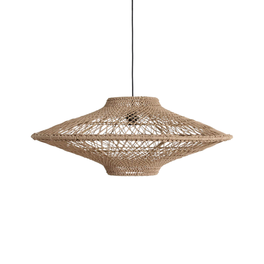 Natural Rope Pendant Light Large - Braided Hanging Lamp, 80x80x37cm, Naturel