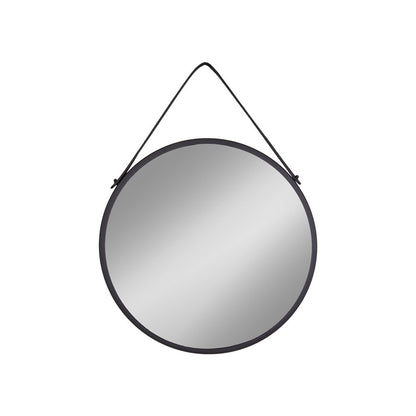 Black Steel Wall Mirror - Modern Round Mirror, 38cm