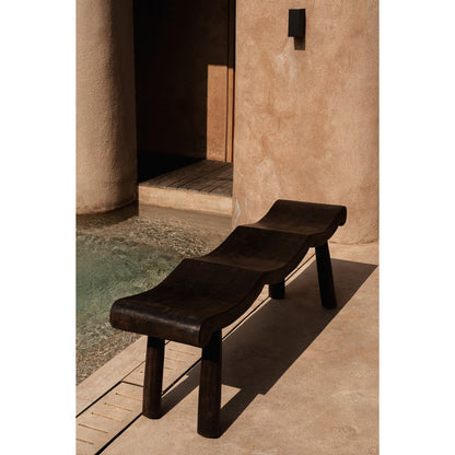 Mango Wood Wave Bench - Dark Walnut Finish - Medium