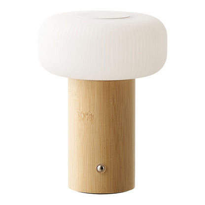Stafford Table lamp, bamboo/metal/PE, rechargeable, natural, white
