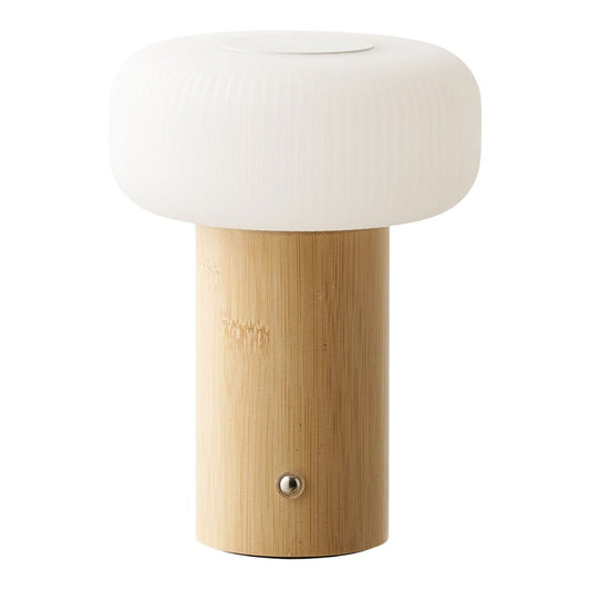 Rechargeable Bamboo Table Lamp - Natural & White Cordless Design