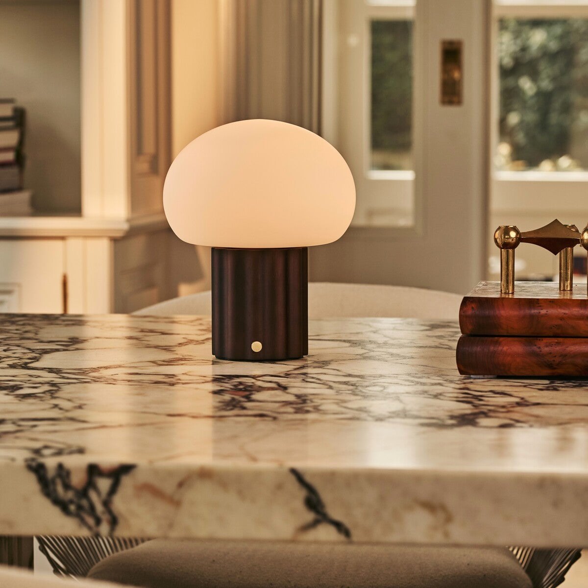 Jord Dark Brown Rechargeable Table Lamp | Cordless, Unique & Up to 100 Hours of Light