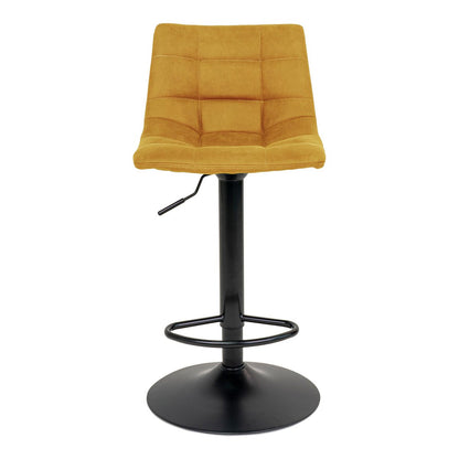 Middelfart Bar Chair - Mustard Yellow Velvet with Black Legs - set of 2