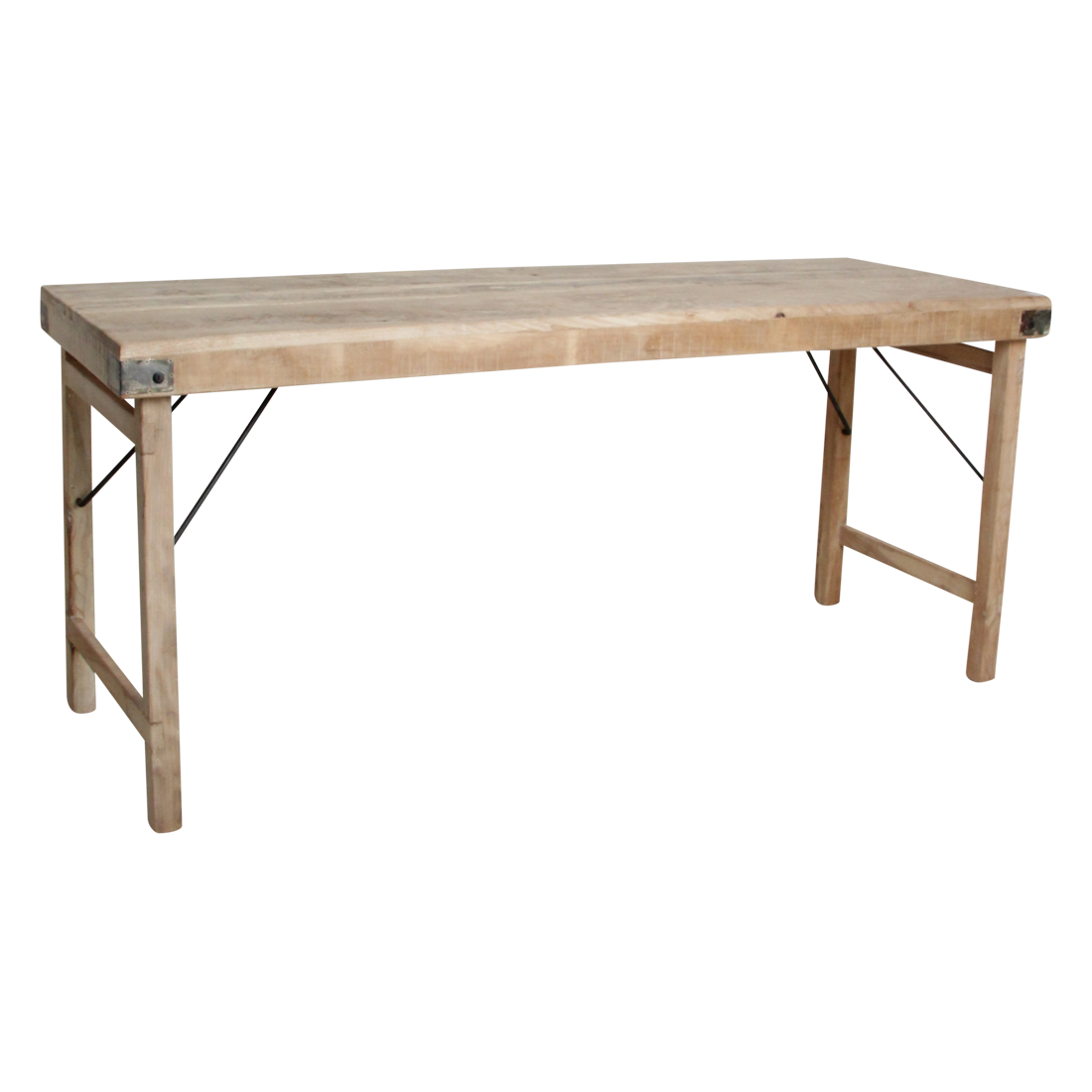 Limewash Reclaimed Wood Dining Table - Rustic Folding Market Board