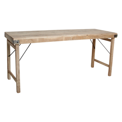 Limewash Reclaimed Wood Dining Table - Rustic Folding Market Board
