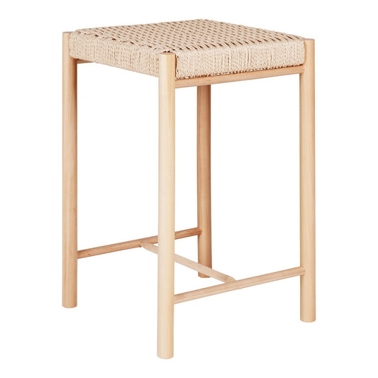 Abano Counter Chair - Natural, Poplar Wood/Paper Cord, 42x42x66.5 cm