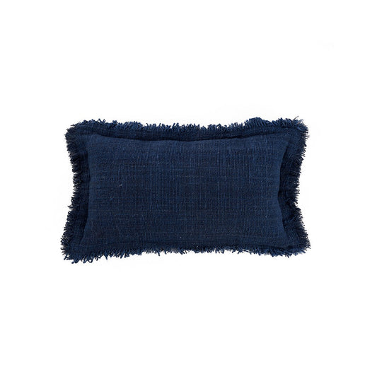 Υφαντή Βαμβακερή Μαξιλαροθήκη - Indian Blue Fringe - 30x50