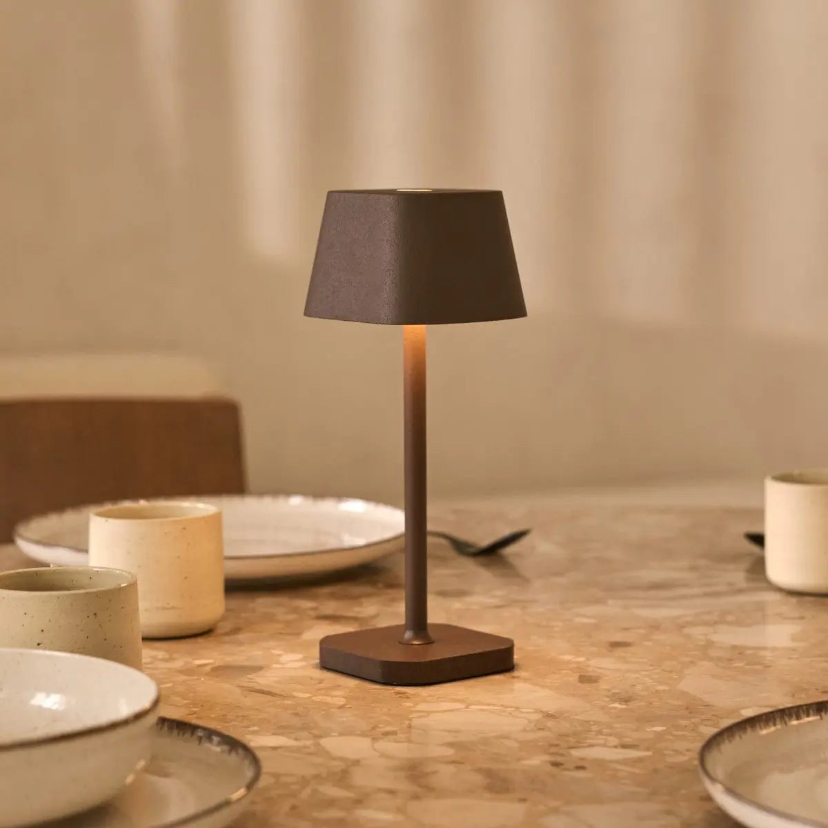 Cordless Table Lamp - Mocha Brown Rechargeable Dimmable Lamp