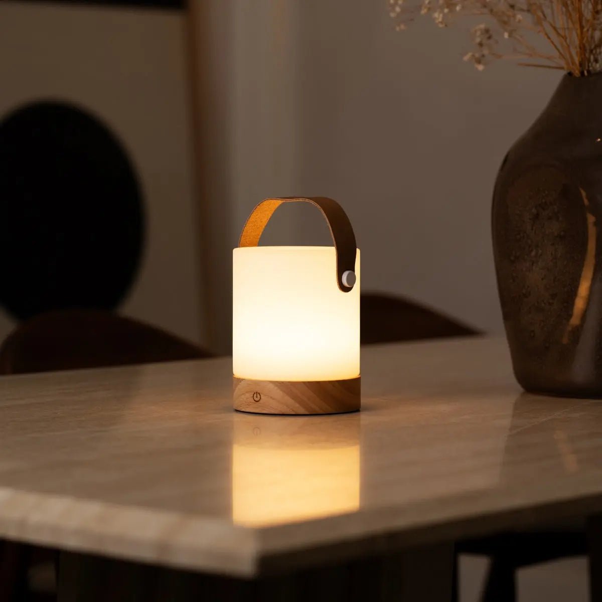 Cordless Wooden Table Lamp – Light Brown Dimmable Rechargeable Lamp