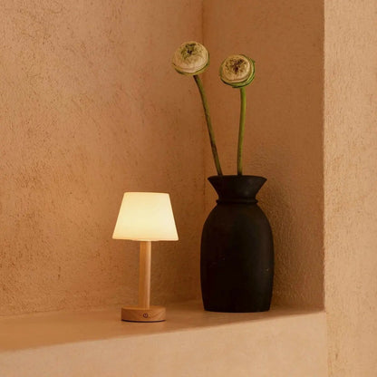 Zoë Light Brown Wooden Rechargeable Table Lamp | Dimmable, USB-C & Up to 80 Hours of Battery Life