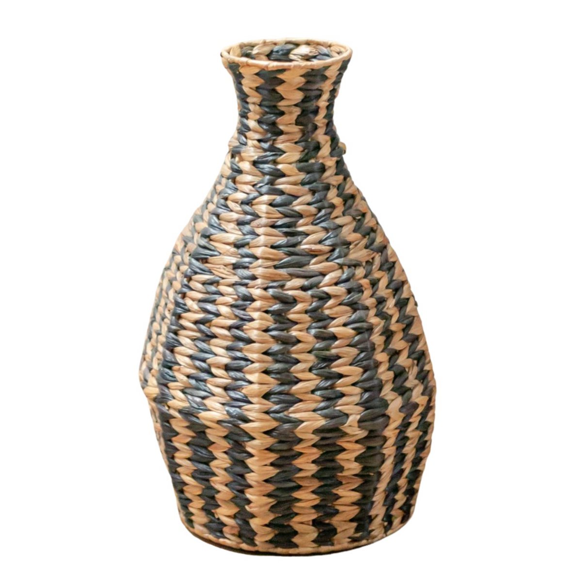 Woven Boho Vase DAYANA black made from Water Hyacinth