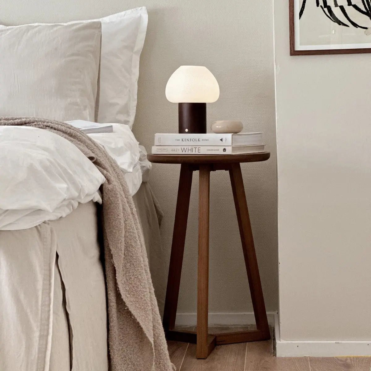 Dark Brown Wooden Table Lamp | Rechargeable & Dimmable