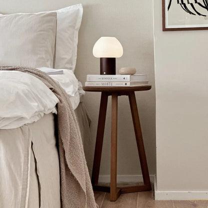 Dark Brown Wooden Table Lamp | Rechargeable & Dimmable