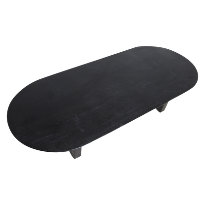 Mango Wood Coffee Table - Black Bullnose Design