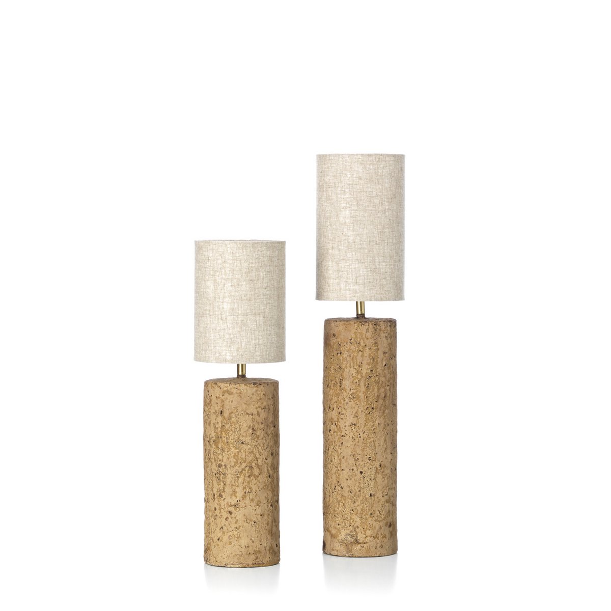Paper Mache Table Lamp - Totem Style - Mud Finish - Medium
