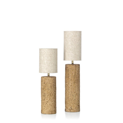 Paper Mache Table Lamp - Totem Style - Mud Finish - Medium