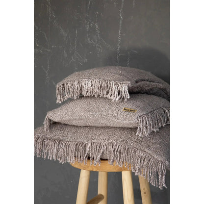 Cotton Cushion Cover - Pearl Grey Boho Throw Pillow, 60x60