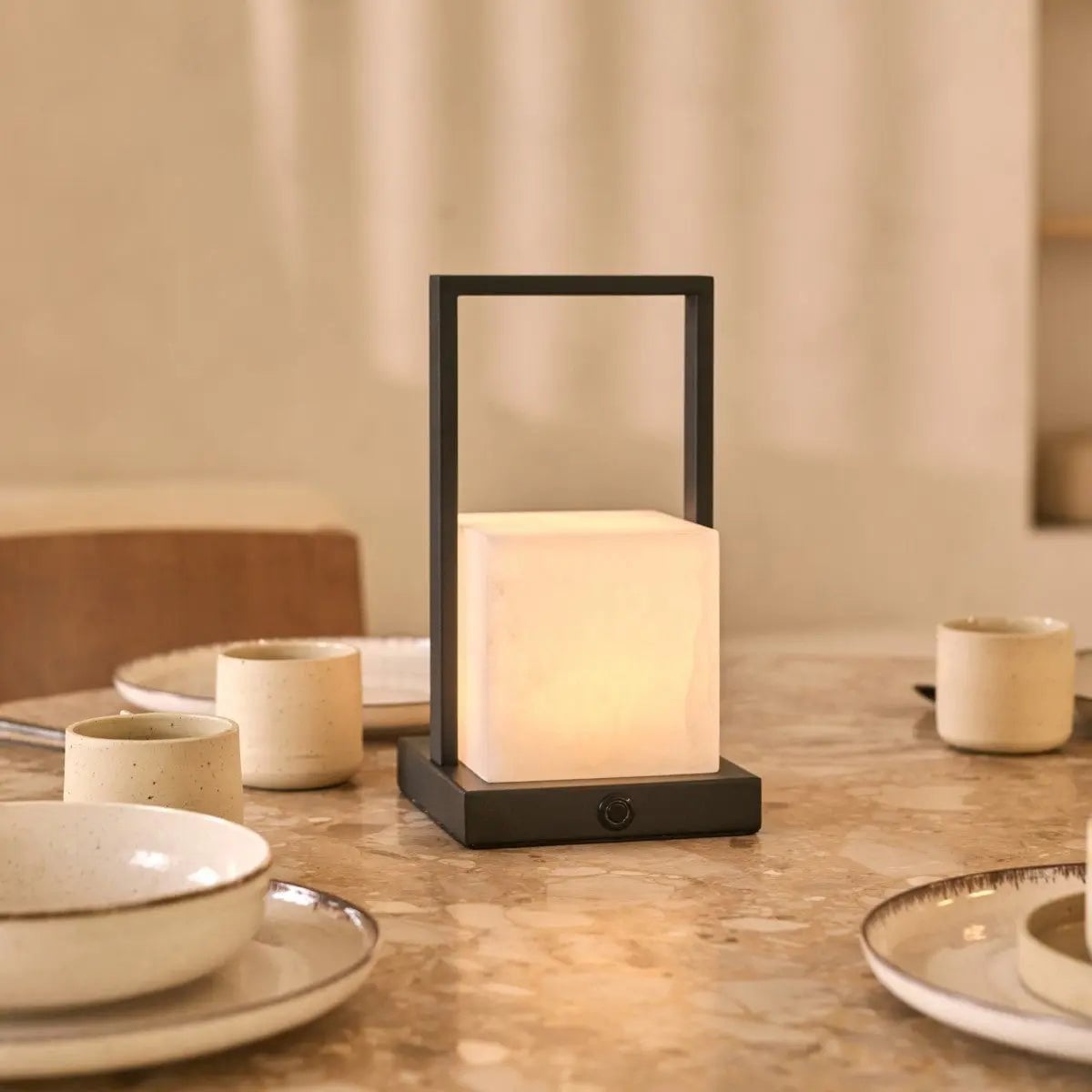 Nola Rechargeable Table Lamp Made of Alabaster l Three Light Modes & Rechargeable