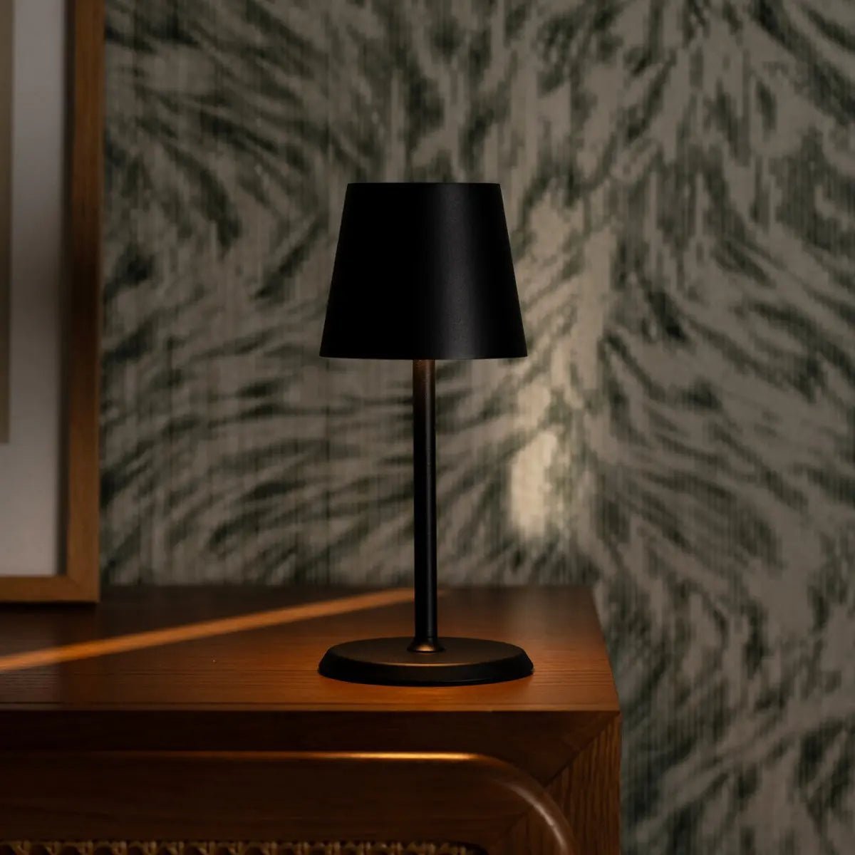 Cordless Table Lamp - Dimmable Black Metal Accent Light