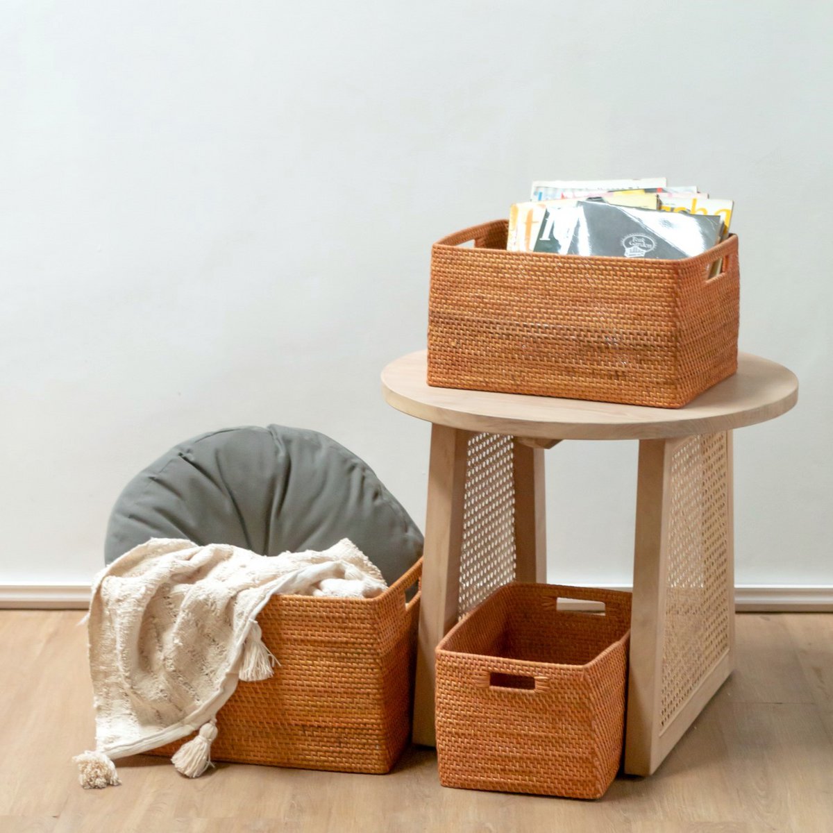 Rattan Shelf Basket - Handwoven Storage | Soeji