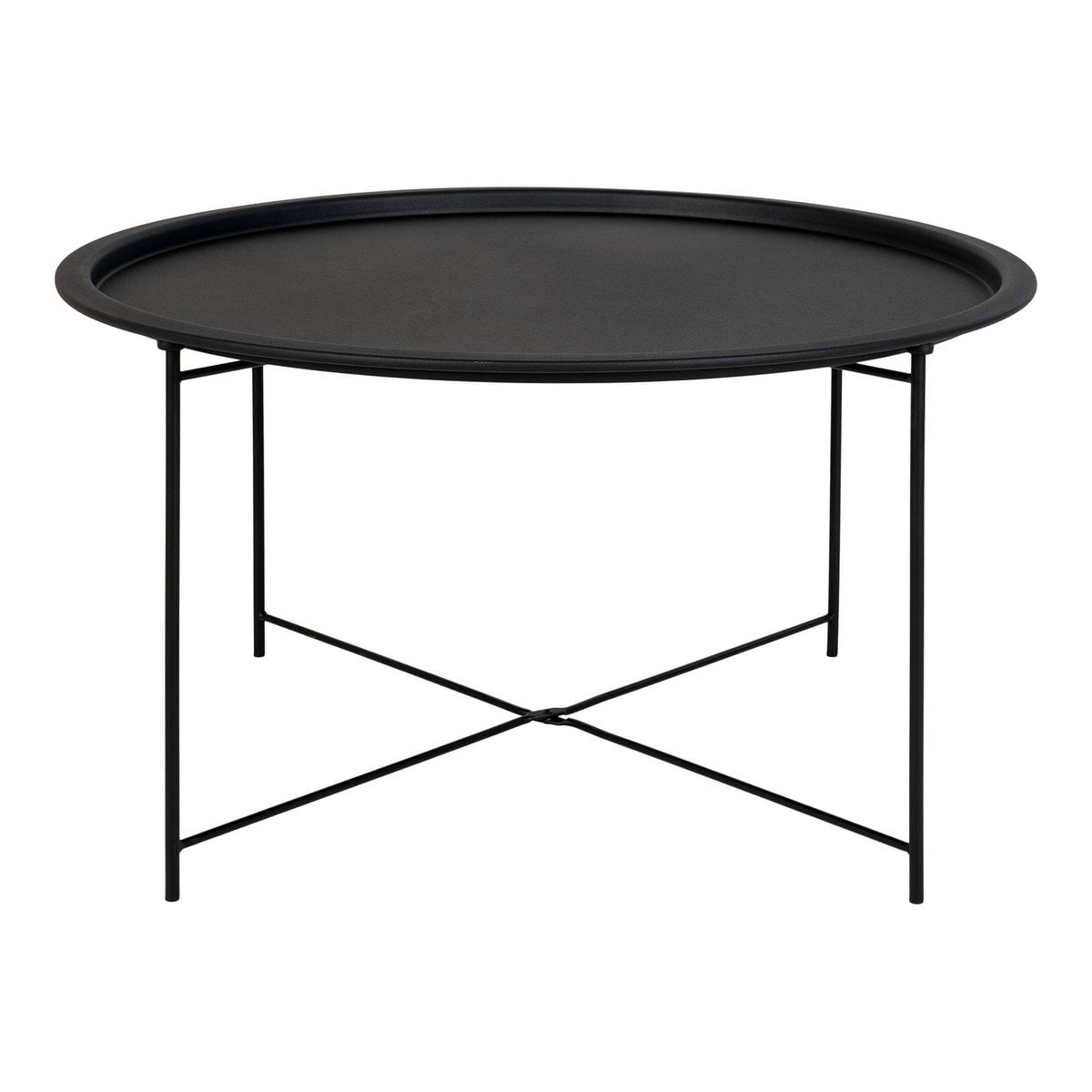 Black Steel Coffee Table - Modern Round Design, 75 cm