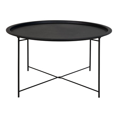 Black Steel Coffee Table - Modern Round Design, 75 cm