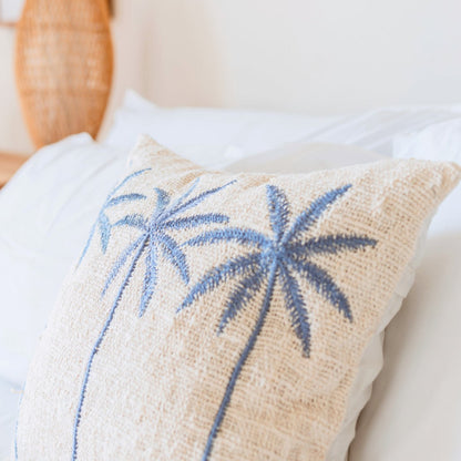 Cotton Cushion Cover Palm Tree Pattern – Boho Embroidered Cushion – Decorative Pillow – Embroidered Cushion Cover 40x40 or 50x50 cm ANARKA