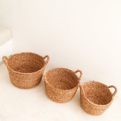 Water Hyacinth Storage Basket – Laundry, Plant, or Toy Basket, 3 Sizes
