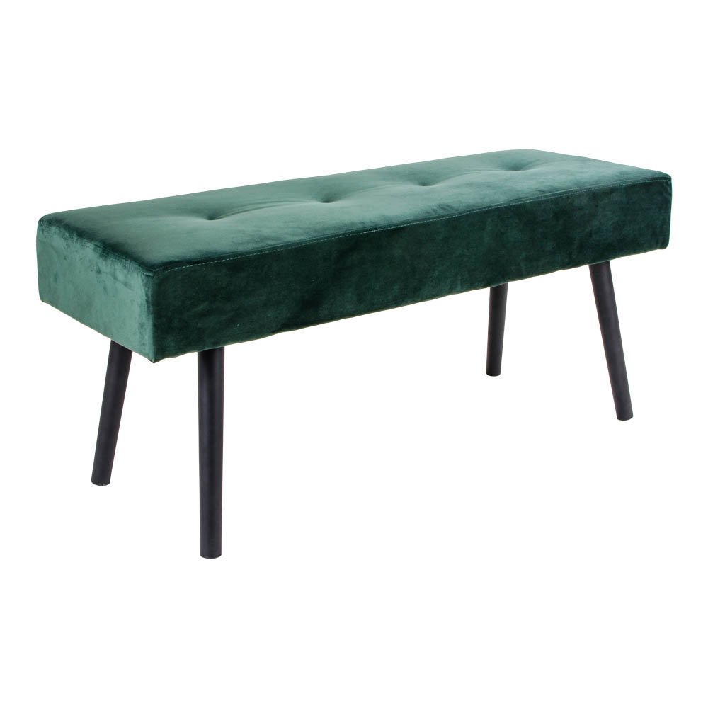 Skiby Bench - Velvet, Steel, Green - 100x35x44 cm