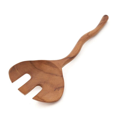 Teak Salad Fork - Twisted Handle - Natural Wood