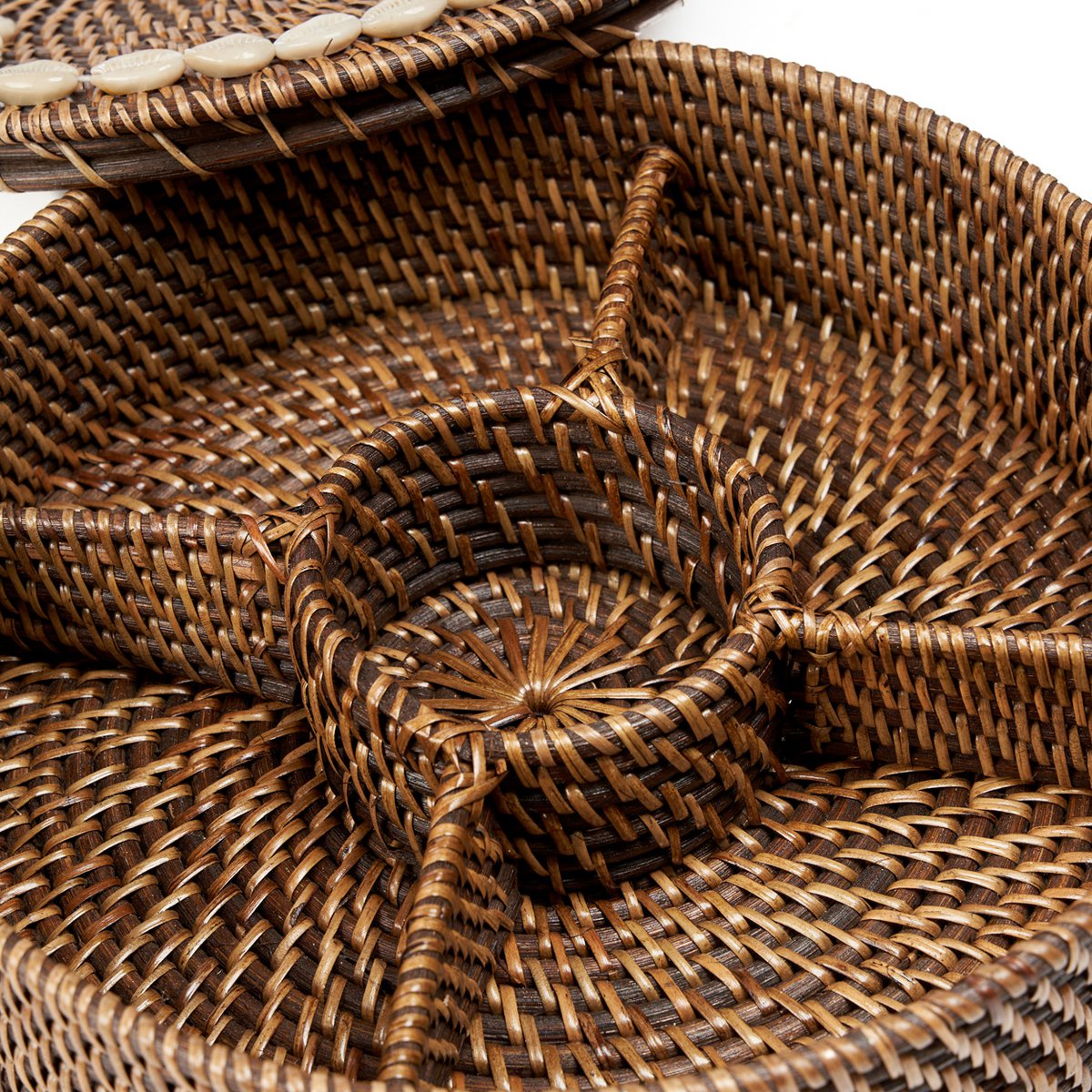 The Rattan Compartment Basket - Natural Brown