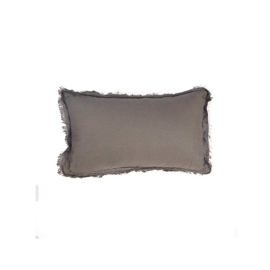 Λινές Μαξιλαροθήκες Textured Smoky Vibe με Κρόσσια 30x50 Home Grey