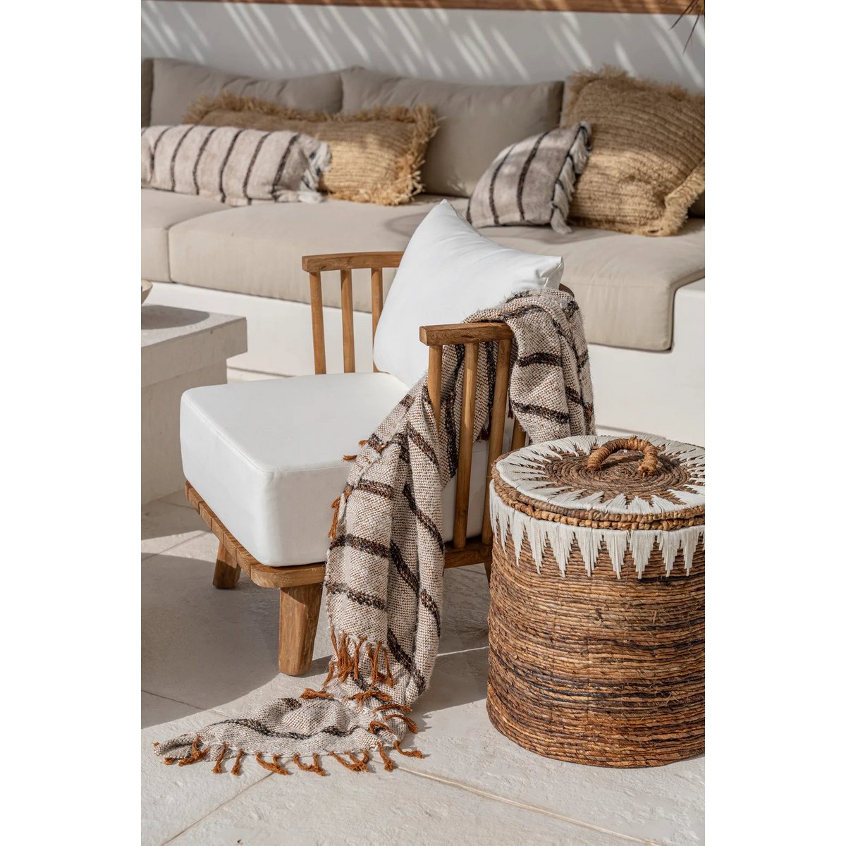 Woven Cotton Laundry Basket with Lid - Large