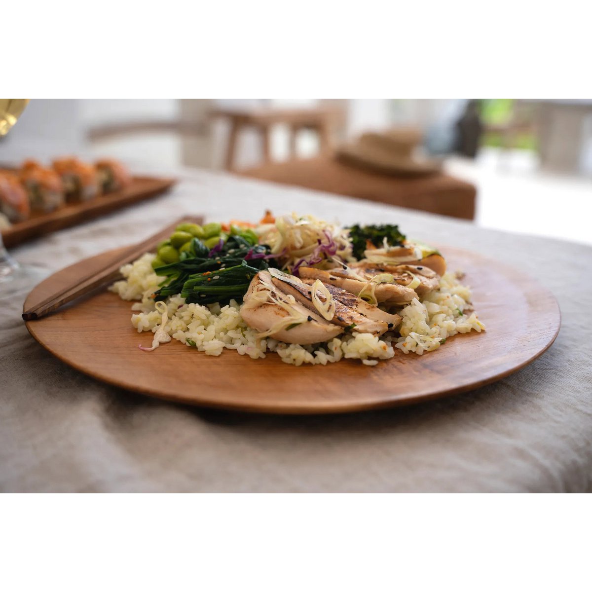 Teak Root Plate - Round Natural Wood Serving Plate, Medium