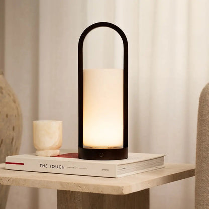 Scandinavian Wooden Table Lamp – Cordless Dimmable LED, Dark Brown
