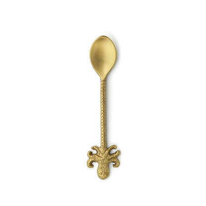 Brass Dessert Spoon - Gold Octopus Design - Small Size