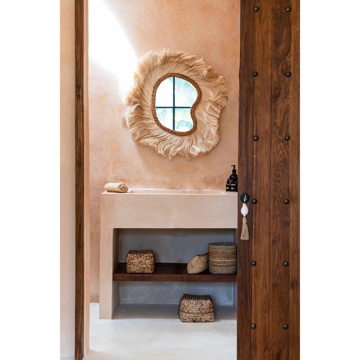 Rattan Wall Mirror - La Principessa Arched Coastal Mirror - Large