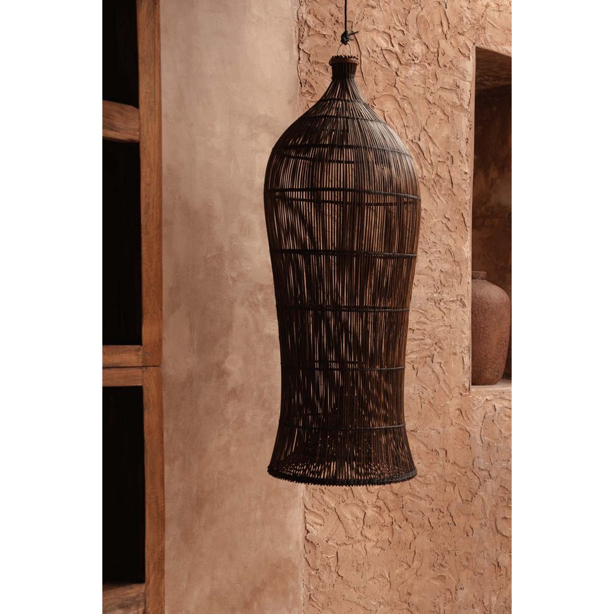 Rattan Pendant Light - Dark Walnut Tower - XL