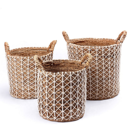 Banana Fibre Boho Storage Basket – Handwoven Laundry & Plant Basket