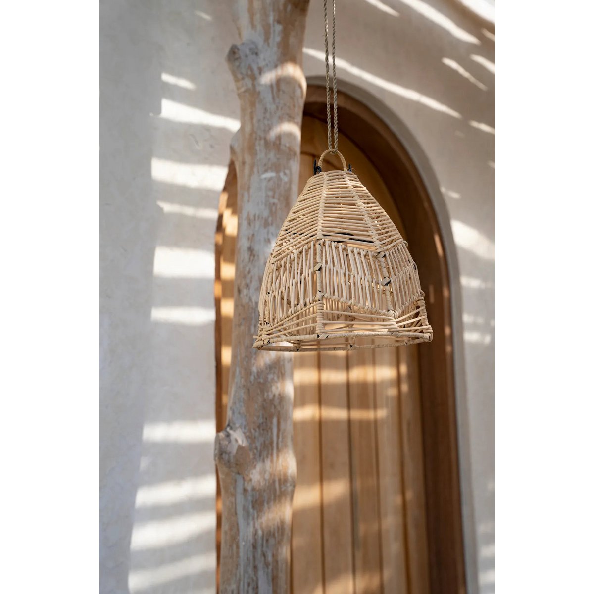 Rattan Pendant Light - Small Natural Woven Lamp for Boho Decor