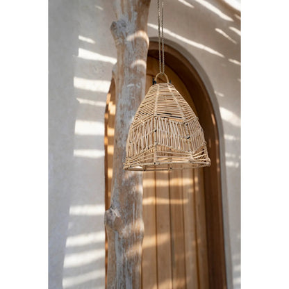 Rattan Pendant Light - Small Natural Woven Lamp for Boho Decor